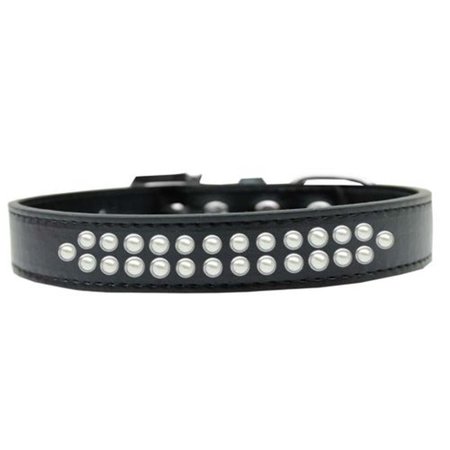 UNCONDITIONAL LOVE Two Row Pearl Dog CollarBlack Size 18 UN784012
